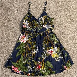 Everly Navy Floral Spaghetti-Strap Dress